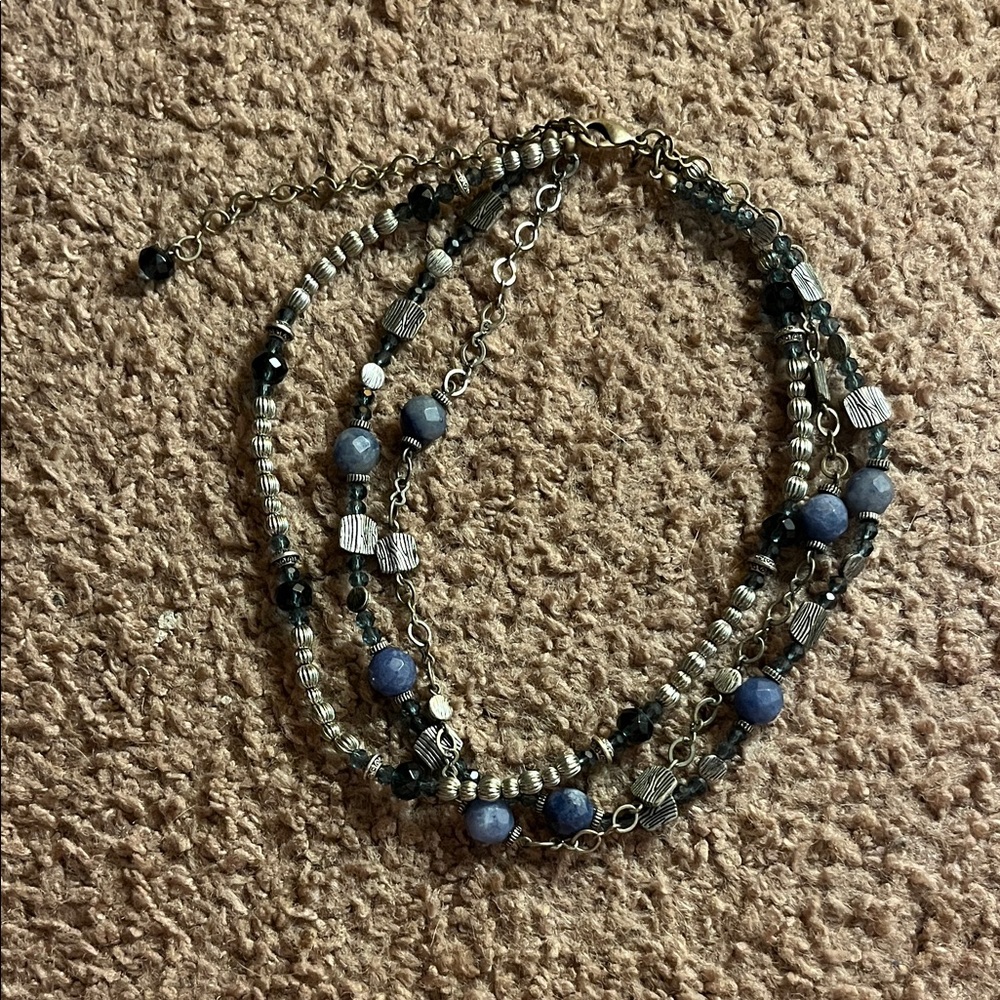 Elegant Silver and Blue Beaded Necklace
